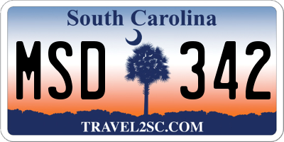 SC license plate MSD342