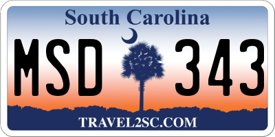 SC license plate MSD343