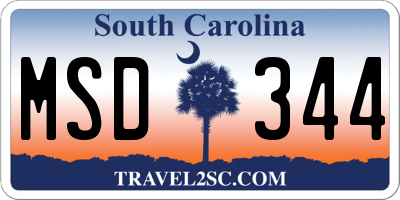 SC license plate MSD344