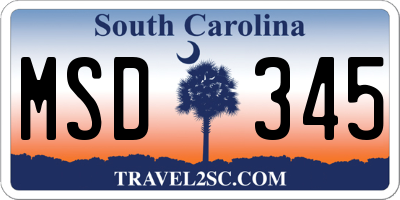 SC license plate MSD345