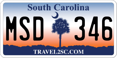 SC license plate MSD346