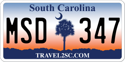 SC license plate MSD347