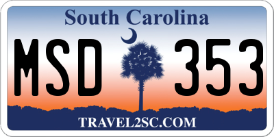 SC license plate MSD353