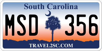 SC license plate MSD356