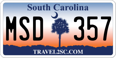 SC license plate MSD357