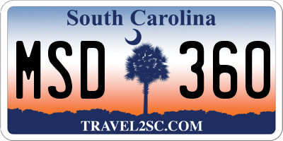 SC license plate MSD360