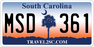 SC license plate MSD361