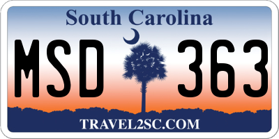 SC license plate MSD363