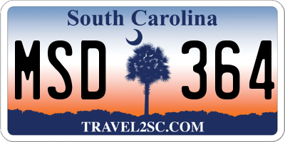SC license plate MSD364