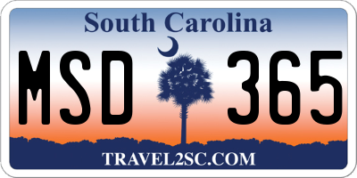 SC license plate MSD365