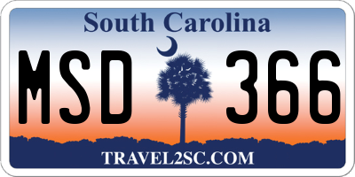 SC license plate MSD366