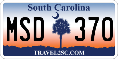 SC license plate MSD370