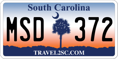 SC license plate MSD372
