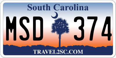 SC license plate MSD374
