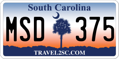 SC license plate MSD375