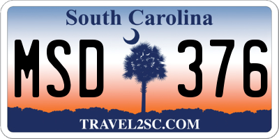 SC license plate MSD376