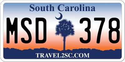 SC license plate MSD378
