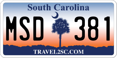 SC license plate MSD381