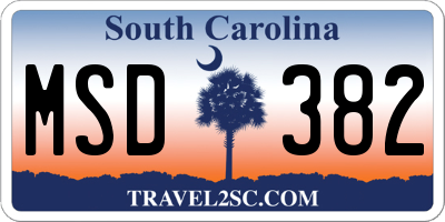 SC license plate MSD382