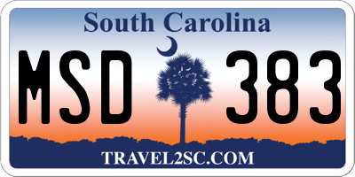 SC license plate MSD383