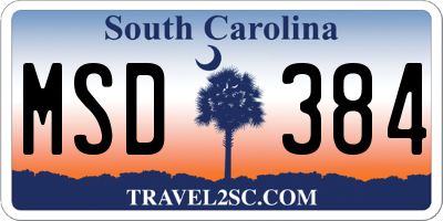 SC license plate MSD384