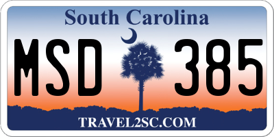 SC license plate MSD385