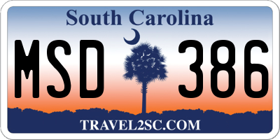 SC license plate MSD386
