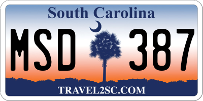 SC license plate MSD387