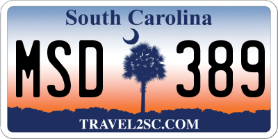 SC license plate MSD389