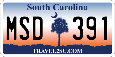 SC license plate MSD391