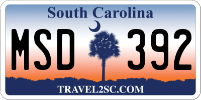 SC license plate MSD392