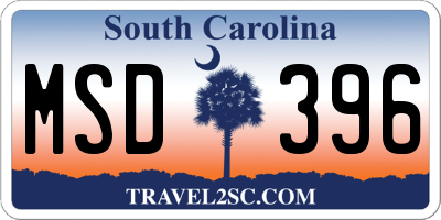 SC license plate MSD396