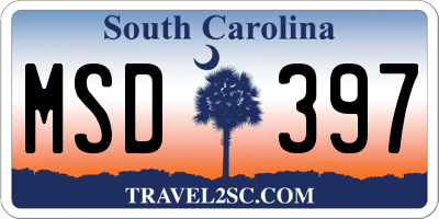 SC license plate MSD397
