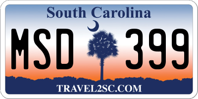 SC license plate MSD399