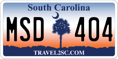 SC license plate MSD404