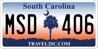 SC license plate MSD406