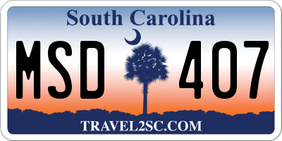 SC license plate MSD407