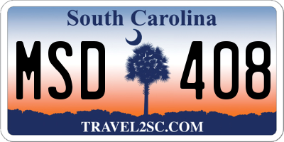 SC license plate MSD408