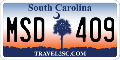 SC license plate MSD409