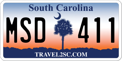 SC license plate MSD411