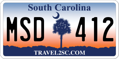 SC license plate MSD412