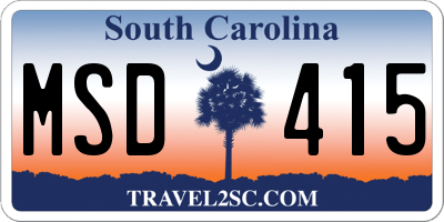 SC license plate MSD415