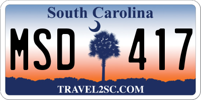 SC license plate MSD417