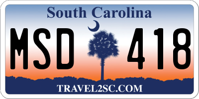 SC license plate MSD418
