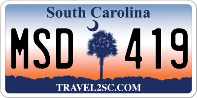 SC license plate MSD419