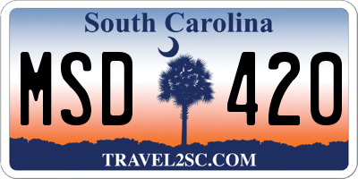 SC license plate MSD420