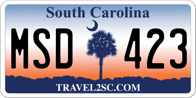 SC license plate MSD423