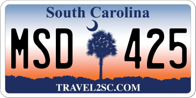 SC license plate MSD425