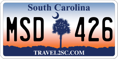 SC license plate MSD426