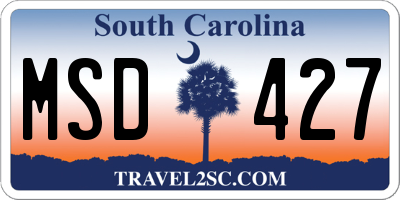 SC license plate MSD427